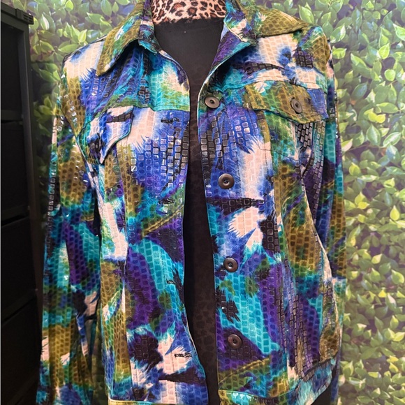 Notations Blue and Purple Patterned Garment mp14 - Picture 3 of 5